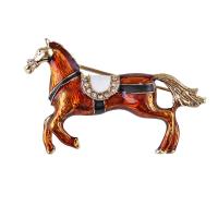 Glazuur broche, Zinc Alloy, Paard, plated, uniseks & met strass, nikkel, lood en cadmium vrij, 53x35mm, Verkocht door PC