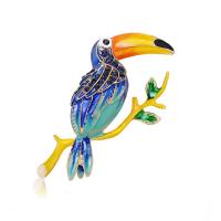 emalje broche, Zinc Alloy, Parrot, Unisex & med rhinestone, nikkel, bly & cadmium fri, 35x45mm, Solgt af PC