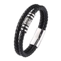 PU Schnur Armbänder, PU Leder, mit 316 Edelstahl, Doppelschicht & unterschiedliche Länge der Wahl & unisex, keine, 12mm, verkauft von PC