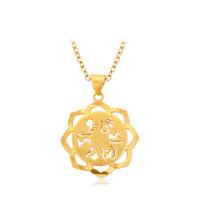 Pendentifs fleurs en alliage de zinc, Placage de couleur d'or, bijoux de mode & pour femme, doré, protéger l'environnement, sans nickel, plomb et cadmium, 22mm, Longueur Environ 45.5 cm, Vendu par PC