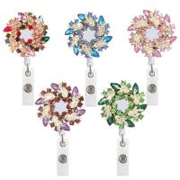 ABS plast med Zinc Alloy, Flower, Unisex & optrækkelige & med rhinestone, flere farver til valg, 85x32mm, Solgt af PC