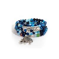 Gemstone Bracelets Sodalite with Zinc Alloy Elephant multilayer & folk style & Unisex 6mm Length Approx 65 cm Sold By PC