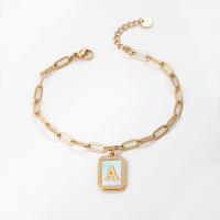 Bracelet d'acier titane, avec coquille, avec 1.18 inch chaînes de rallonge, Placage de couleur d'or, styles différents pour le choix & pour femme, Longueur Environ 7.08 pouce, Vendu par PC