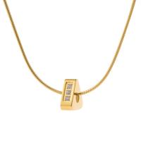 Collier d'acier titane, avec 1.96 inch chaînes de rallonge, Placage de couleur platine, pavé de micro zircon & pour femme, Longueur Environ 17 pouce, Vendu par PC