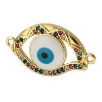 Blogos akies jungtis, Žalvarinis, Evil Eye, aukso spalva padengtas, Bižuterijos & Pasidaryk pats & mikro nutiesti kubinių Zirconia & emalė, multi-colored, 29x16x4mm, Skylė:Apytiksliai 1.5mm, Pardavė PC