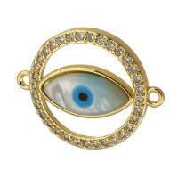 Mal Conector de ojos, metal, Esférico, chapado en color dorado, Joyería & Bricolaje & patrón de malvado de ojo & micro arcilla de zirconia cúbica & esmalte, dorado, 25x20x4mm, agujero:aproximado 2mm, Vendido por UD