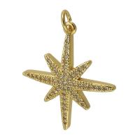 Messing hanger met micro-paved kubieke zirconia's, gold plated, mode sieraden & DIY & micro pave zirconia, gouden, 23x25x3mm, Gat:Ca 3mm, Verkocht door PC