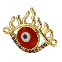 Onde øjne stik, Messing, Evil Eye, guldfarve belagt, mode smykker & du kan DIY & Micro Pave cubic zirconia & emalje, flerfarvede, 262x20x4mm, Hole:Ca. 1mm, Solgt af PC