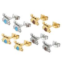 Stainless Steel Stud Earrings 304 Stainless Steel Crab Vacuum Ion Plating for woman & enamel Sold By Bag