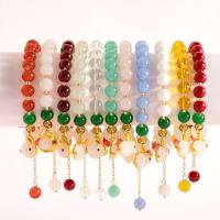 Βραχιόλια Lampwork, Γυάλινα, με Κρύσταλλο & Ορείχαλκος, Κουνέλι, χρώμα επίχρυσο, για τη γυναίκα, περισσότερα χρώματα για την επιλογή, Μήκος Περίπου 18.5 cm, Sold Με PC