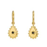 Titanium Steel  Earring 18K gold plated fashion jewelry & for woman & with rhinestone golden Sold By Pair