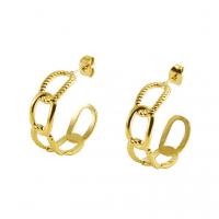 Titanium Steel  Earring 18K gold plated fashion jewelry & for woman golden Sold By Pair