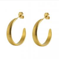 Titanium Steel  Earring 18K gold plated fashion jewelry & for woman golden Sold By Pair