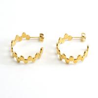 Boucle d'oreille Acier Titane, Plaqué or 18K, bijoux de mode & pour femme, doré, 24x9mm, Vendu par paire