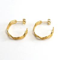 Titanium Steel  Earring 18K gold plated fashion jewelry & for woman golden Sold By Pair