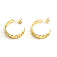 Boucle d'oreille Acier Titane, Plaqué or 18K, bijoux de mode & pour femme, doré, 25x7mm, Vendu par paire