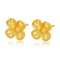 Pendientes de Perno de Aleación de Zinc, Flor, chapado en color dorado, Joyería & para mujer, dorado, libre de níquel, plomo & cadmio, 10x10mm, Vendido por Par