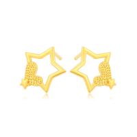 Pendientes de Perno de Aleación de Zinc, Estrella, chapado en color dorado, Joyería & para mujer & hueco, dorado, libre de níquel, plomo & cadmio, 11x13mm, Vendido por Par