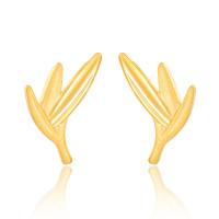 Pendientes de Perno de Aleación de Zinc, Hoja, chapado en color dorado, Joyería & para mujer, dorado, libre de níquel, plomo & cadmio, 11x14mm, Vendido por Par