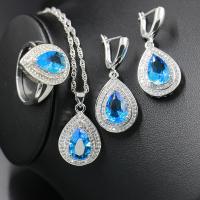 Micro zirconi Pave ottone Jewelry Set, Lacrima, placcato platino, formato differente per scelta & Micro spianare cubic zirconia & per la donna, assenza di nichel,piombo&cadmio, Lunghezza Appross. 45 cm, Venduto da set