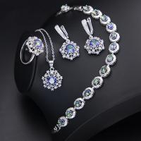 Cubic Zirconia Micro effenen koperen sieraden Sets, Messing, Vogel Nest, geplatineerd, verschillende grootte voor keus & micro pave zirconia & voor vrouw, nikkel, lood en cadmium vrij, Lengte Ca 45 cm, Verkocht door Stel