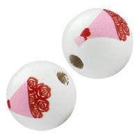 Wood Beads Hemu Beads Round printing DIY white Approx 4mm Approx Sold By Bag