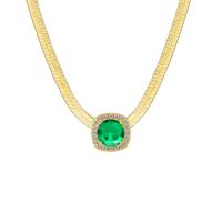 Collier en laiton, avec zircon cubique, cadre, Placage, pour femme, plus de couleurs à choisir, protéger l'environnement, sans nickel, plomb et cadmium, Longueur Environ 45-50 cm, Vendu par PC