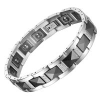 Bracelet d'acier titane, avec porcelaine, bijoux de mode & pour homme & avec strass, 13mm, Longueur Environ 8.66 pouce, Vendu par PC