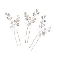 Hair Stick Zinc Alloy with Plastic Pearl three pieces & for woman & with rhinestone nickel lead & cadmium free Sold By Set