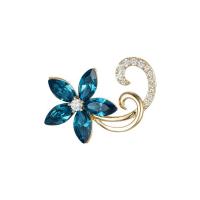 Broche cristal, laiton, avec cristal, bijoux de mode & pavé de micro zircon & pour femme, protéger l'environnement, sans nickel, plomb et cadmium, 24x14mm, Vendu par PC