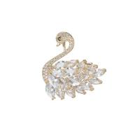 Cubic Zirconia Broche, metal, Cisne, Joyería & micro arcilla de zirconia cúbica & para mujer, más colores para la opción, libre de níquel, plomo & cadmio, 26x30mm, Vendido por UD