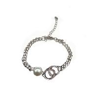 Sinc Alloy Bracelet, le Pearl Plaisteacha, unisex & le rhinestone, Fad Thart 6-7 Inse, Díolta De réir PC