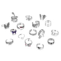 Zinklegering Ring Set, Zinc Alloy, silver plated, 16 stuks & mode sieraden & uniseks, nikkel, lood en cadmium vrij, Verkocht door Stel