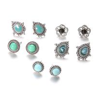 Pendientes de Perno de Aleación de Zinc, con Piedras preciosas, chapado en color de plata, 5 piezas & Joyería & para mujer, libre de níquel, plomo & cadmio, Vendido por Set