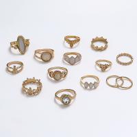 Zinklegering Ring Set, Zinc Alloy, gold plated, 14 stuks & mode sieraden & voor vrouw & met strass, nikkel, lood en cadmium vrij, Verkocht door Stel