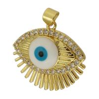 Evil Eye Hangers, Messing, Boze oog, gold plated, mode sieraden & DIY & micro pave zirconia & glazuur, multi-gekleurde, 24x20x5mm, Gat:Ca 3mm, Verkocht door PC