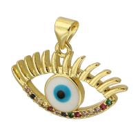 Evil Eye Pendants Brass gold color plated fashion jewelry & DIY & micro pave cubic zirconia & enamel multi-colored Approx 3mm Sold By PC