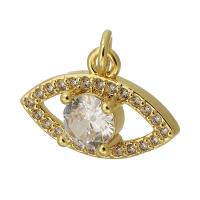 Cubique Pendentif en laiton zircon pavent, Mauvais œil, Placage de couleur d'or, bijoux de mode & DIY & pavé de micro zircon, doré, 18x12x5mm, Trou:Environ 3mm, Vendu par PC