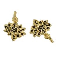 Cubic Zirconia Micro Pave Brass Pendant Flower gold color plated fashion jewelry & DIY & micro pave cubic zirconia two different colored Approx 3mm Sold By PC