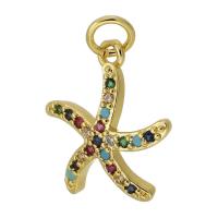 Messing hanger met micro-paved kubieke zirconia's, gold plated, mode sieraden & DIY & micro pave zirconia, multi-gekleurde, 15x16x3mm, Gat:Ca 3mm, Verkocht door PC