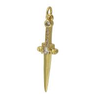 Kubik Zirkonium mikro bana Mässing hängande, dolk, guldfärg pläterade, mode smycken & DIY & micro bana cubic zirconia, gyllene, 9x32x3mm, Hål:Ca 3mm, Säljs av PC