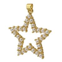 Mässing Smycken Hängen, med ABS plast pärla, Star, guldfärg pläterade, mode smycken & DIY, två olikfärgade, 32x3x4mm, Hål:Ca 3mm, Säljs av PC