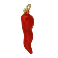 Messing hangers, Peper, gold plated, mode sieraden & DIY & glazuur, rood, 7x27x7mm, Gat:Ca 3mm, Verkocht door PC