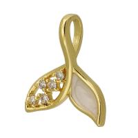 Messing hanger met micro-paved kubieke zirconia's, gold plated, mode sieraden & DIY & micro pave zirconia & glazuur, twee verschillende gekleurde, 18.50x21x6mm, Gat:Ca 3mm, Verkocht door PC