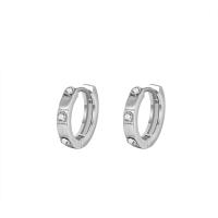 Cúbicos Circonia Pendiente Latón Micro pavimenta, metal, Donut, chapado en color de plata, micro arcilla de zirconia cúbica & para mujer, plateado, libre de níquel, plomo & cadmio, 14.80mm, Vendido por Par