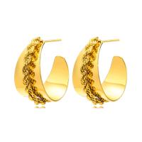 Stainless Steel Stud Earrings 304 Stainless Steel Vacuum Ion Plating fashion jewelry & for woman golden Sold By Pair