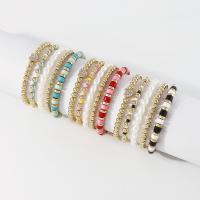 Bracelets de la BCC, plastique revêtu de cuivre, avec résine & perle de plastique, Placage de couleur d'or, 5 pièces & élastique & style folk & pour femme & avec strass, plus de couleurs à choisir, Diamètre intérieur:Environ 53mm, Vendu par fixé