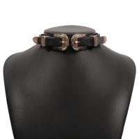 Mode Collier Choker, cuir PU, avec alliage de zinc, Placage, Réglable & le style de punk & pour femme, plus de couleurs à choisir, Longueur 16.14 pouce, Vendu par PC