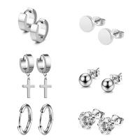 Boucle d'oreille goutte inox, Acier inoxydable 316, 6 pièces & pavé de micro zircon & pour femme, couleur originale, 4x9mm. 2.5x10mm, Vendu par fixé