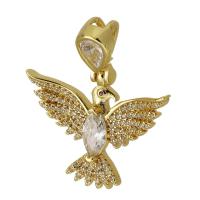 Messing hanger met micro-paved kubieke zirconia's, Eagle, gold plated, mode sieraden & DIY & micro pave zirconia, gouden, 36mm, Gat:Ca 4mm, Verkocht door PC